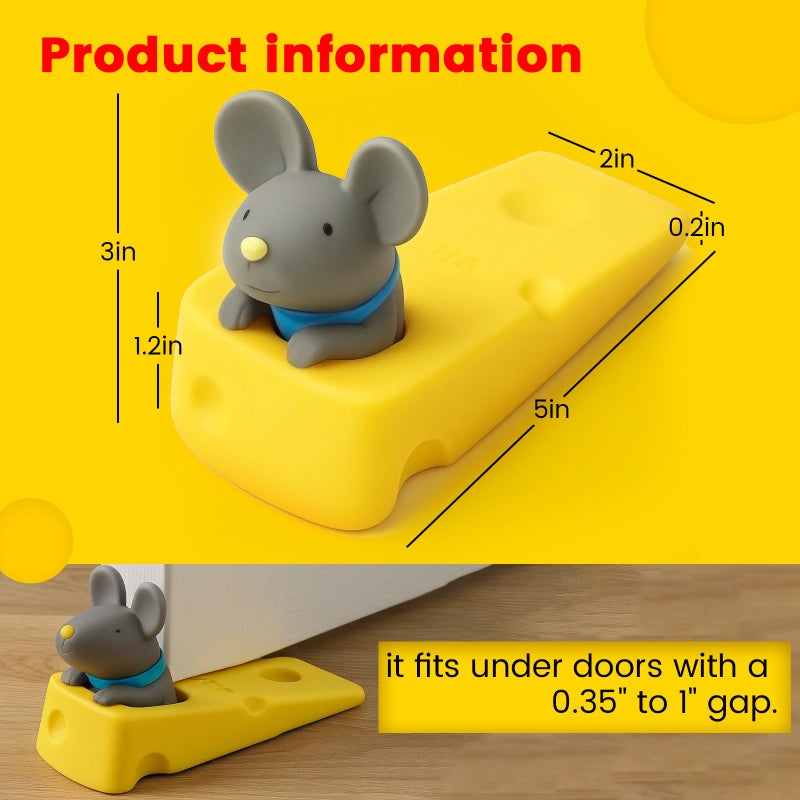 DomeStar Cute Mouse Stopper, Gray Mouse Door Stop Decorative Animal Doorstop Door Wedge - Image 2